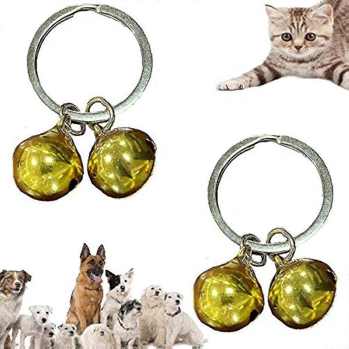 Set 4 clopotete pentru pisici si caini, cu inele, din cupru, 16mm x H: 18mm, foarte zgomotoase