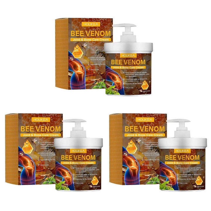 Crema de masaj pentru tratarea durerilor de gat si spate cu venin de albine, pentru uz extern, 3 bucati