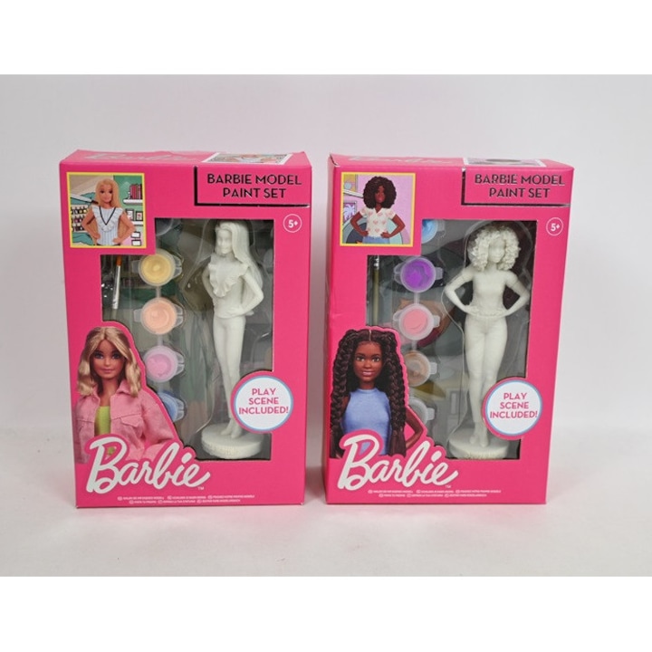 Set figurine Barbie din gips cu vopsele, 2 bucati, multicolor