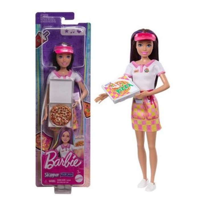 Barbie Skipper - Prima munca, cu papusa si accesorii, livratoare de pizza, multicolor, 3 ani+
