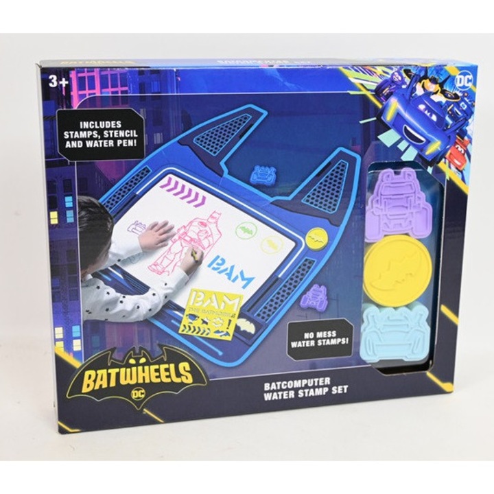 Tabla desen cu stampile, Batwheels, 4 modele, multicolor, pentru copii de peste 3 ani