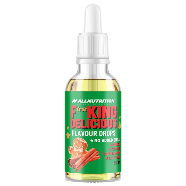 Picaturi aromate, ALLNUTRITION Fitking Delicious Flavour Drops, 50ml, Biscuiti cu scortisoara, fara zahar, 0 kcal