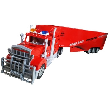 Tir de Jucarie cu Telecomanda pentru Copii cu Remorca, Rosu Tir de Jucarie cu Telecomanda pentru Copii cu Remorca, Rosu