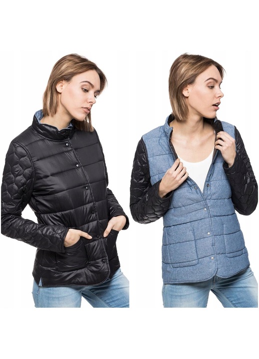 Дамско яке Wrangler REVERSIBLE JACKET XS, Преходно, Памук, Едноцветно, Без качулка, Копчета, Черно
