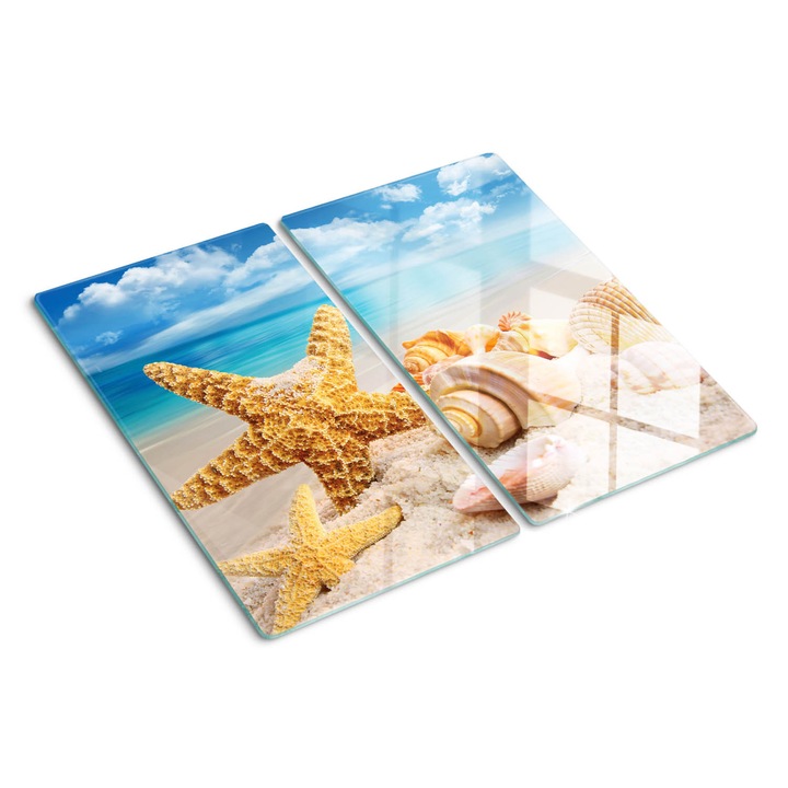 Tocatoare de bucatarie, Tulup, Stele de mare si scoici, Albastru, 2x30x52 cm, 010010520010000049812