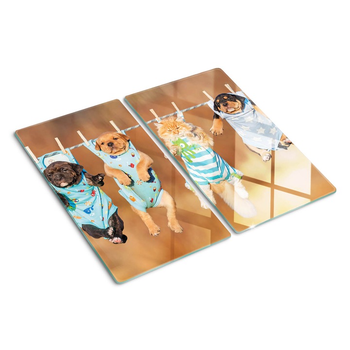 Tocatoare de bucatarie, Tulup, Catelusi si pisici, Albastru, 2x30x52 cm, 010010520010000034533