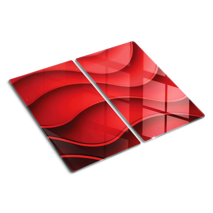 Tocatoare de bucatarie, Tulup, Model 3D abstract, Rosu, 2x30x52 cm, 010010520010000030924