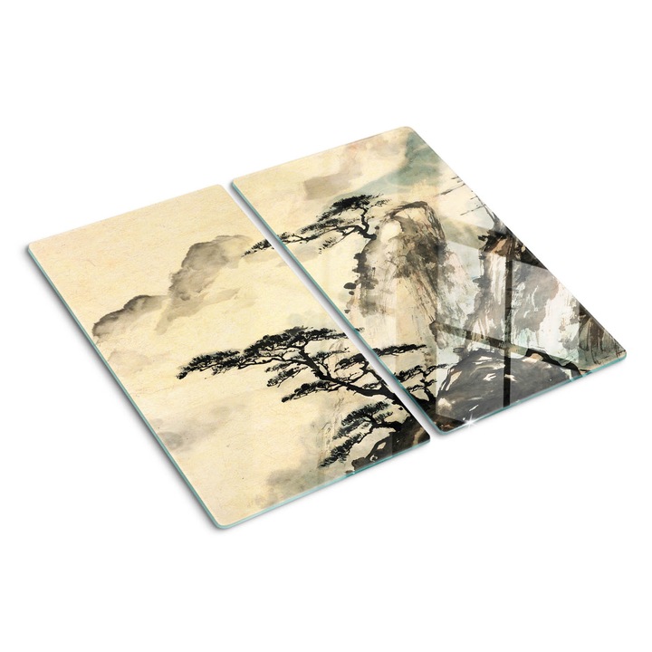 Tocatoare de bucatarie, Tulup, Peisaj chinezesc, Negru, 2x30x52 cm, 010010520010000001960