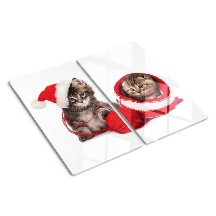 Tocatoare de bucatarie, Tulup, Pisicuta Mos Craciun, Rosu, 2x30x52 cm, 010010520010000050051