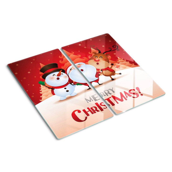 Tocatoare de bucatarie, Tulup, Craciun fericit, Rosu, 2x30x52 cm, 010010520010000050058