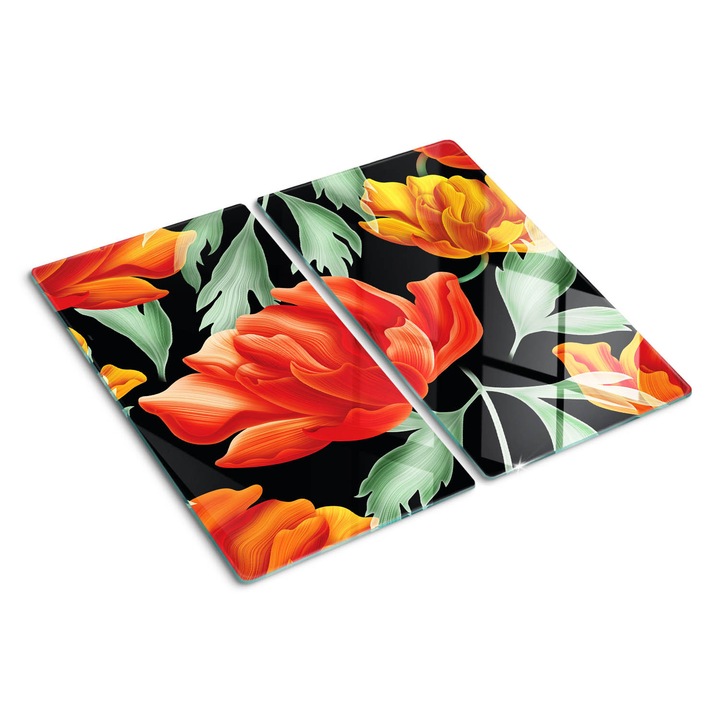 Tocatoare de bucatarie, Tulup, Floare tropicala, Negru, 2x30x52 cm, 010010520010000050209
