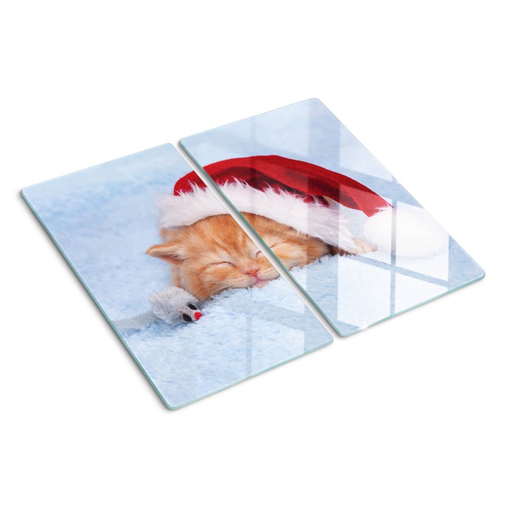 Tocatoare de bucatarie, Tulup, Pisica Mos Craciun, Albastru, 2x30x52 cm, 010010520010000034136