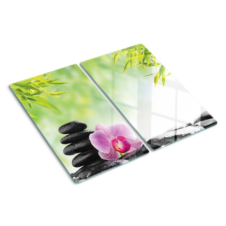 Tocatoare de bucatarie, Tulup, Orhidee si pietre, Verde, 2x30x52 cm, 010010520010000035366