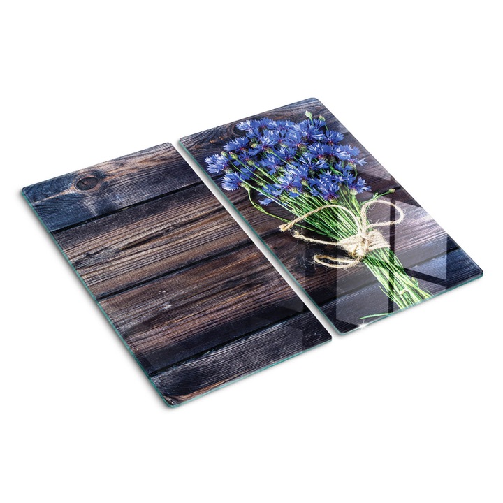 Tocatoare de bucatarie, Tulup, Flori de colt albastre, Negru, 2x30x52 cm, 010010520010000050252