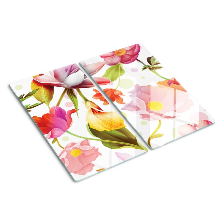 Tocatoare de bucatarie, Tulup, Flori tropicale, Roz, 2x30x52 cm, 010010520010000050170