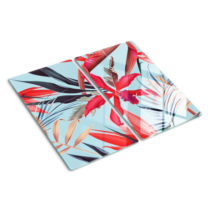 Tocatoare de bucatarie, Tulup, Floare tropicala, Albastru, 2x30x52 cm, 010010520010000050207