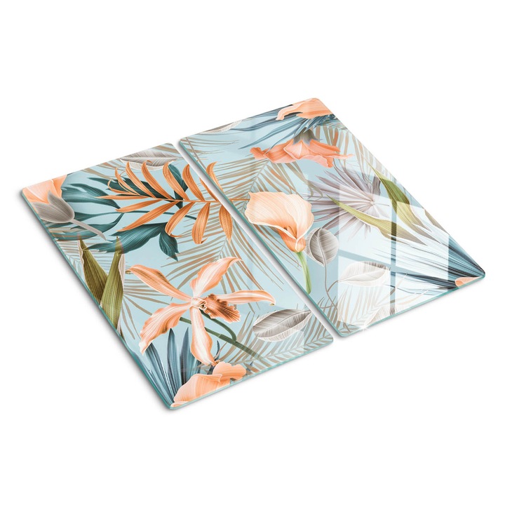 Tocatoare de bucatarie, Tulup, Flori tropicale, Albastru, 2x30x52 cm, 010010520010000050307