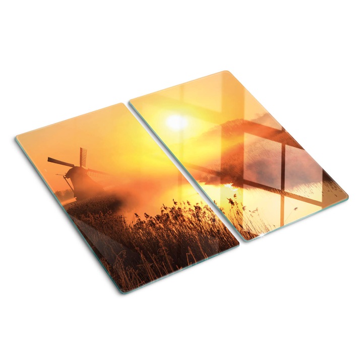 Edzett üveg vágódeszka, Tulup, Nap szélmalom, Sárga, 2x30x52 cm, 010010520010000035371