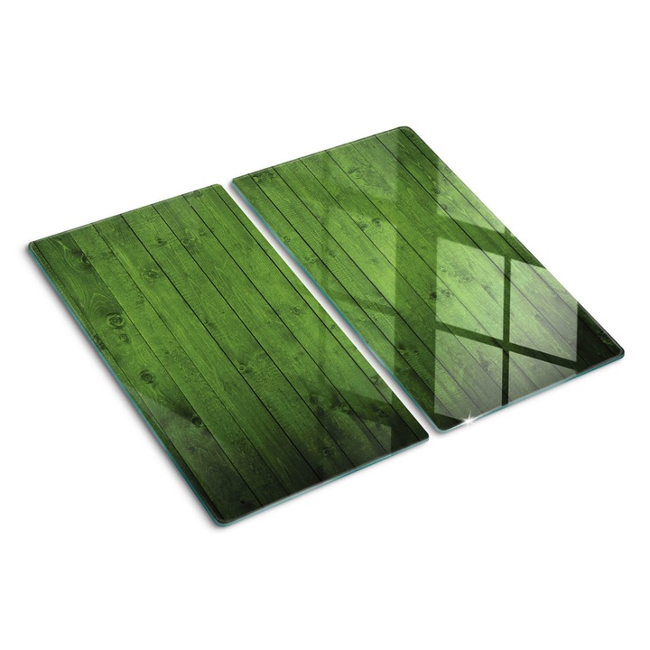 Üveg vágódeszka fényképpel, Tulup, Zöld fa deszka, Zöld, 2x30x52 cm, 010010520010000050658