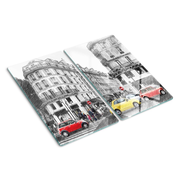 Tocatoare de bucatarie, Tulup, Schita strazii Paris, Alb, 2x30x52 cm, 010010520010000050750