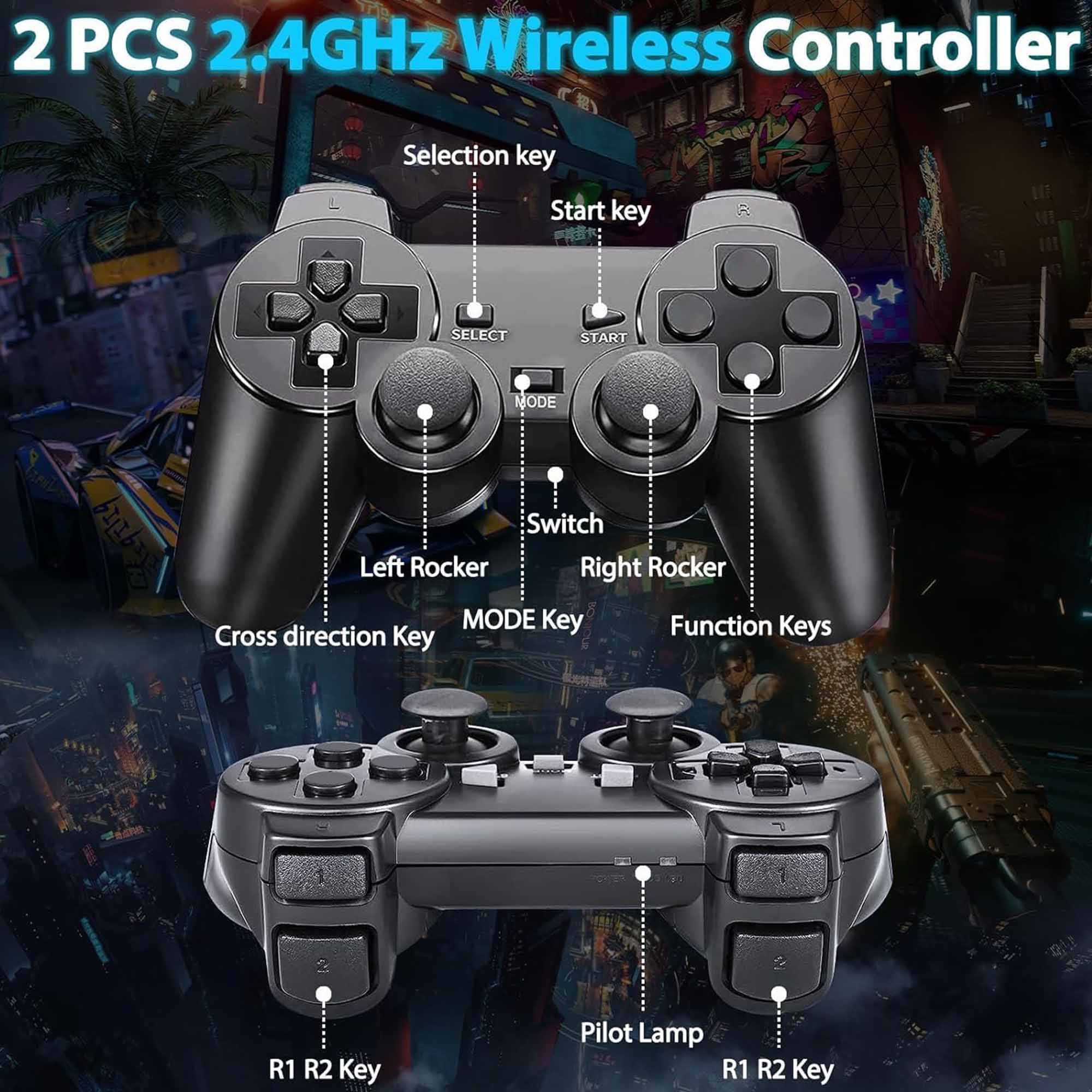 Consola Retro, BYONDSELF®, 128G, 4K, Lesire HDMI de Inalta Definitie, 2 Wireless 2.4 GHz, 20000 de Jocuri Incorporate, Suport 2 Jucatori, Negru