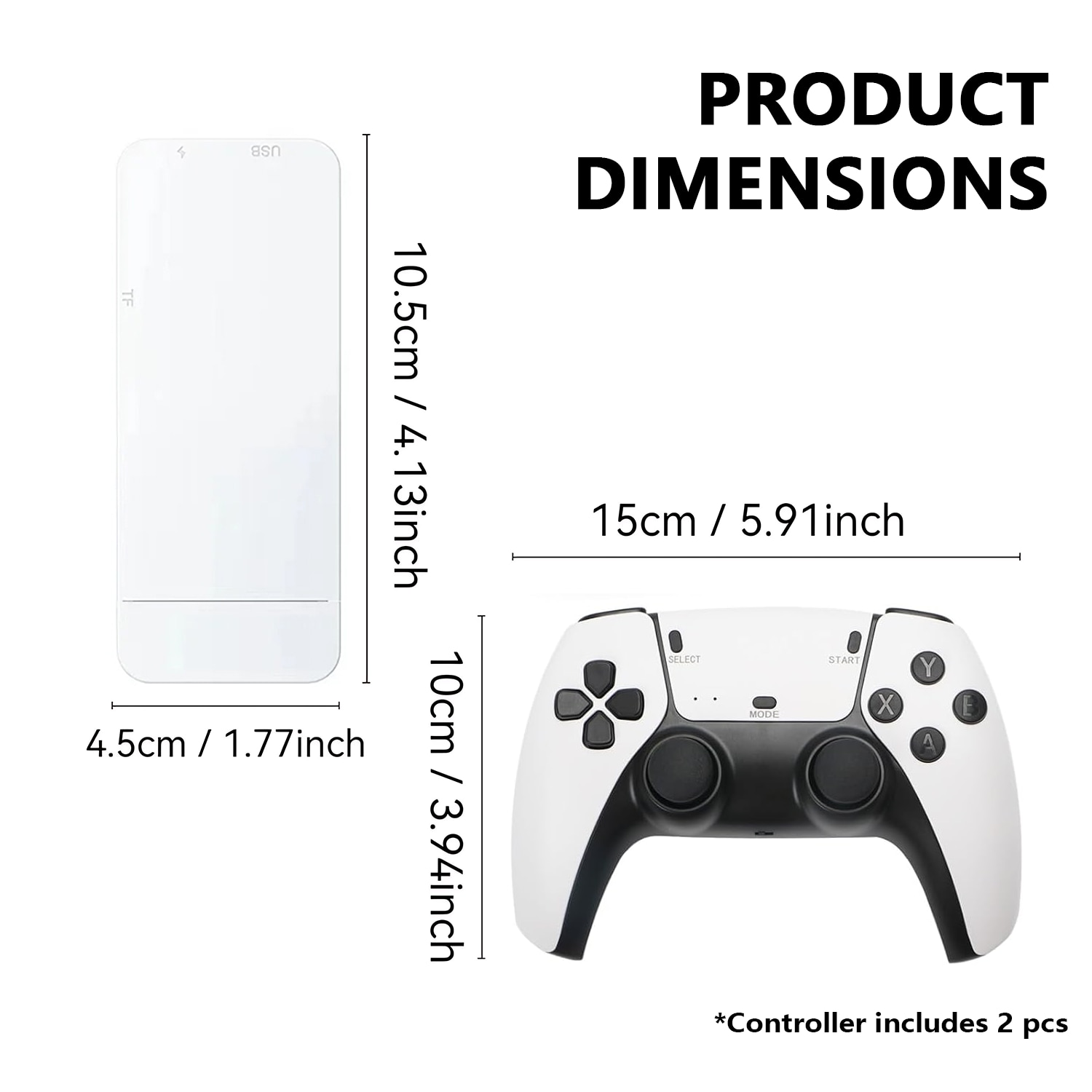 Consola Game Stick, BYONDSELF®, 64G, 20000 de Jocuri Incorporate, 2 Wireless 2.4 GHz, Lesire HDMI de Inalta Definitie, Pentru TV, Proiector, Monitor, Alb