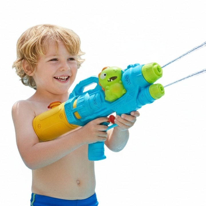 Pistol cu Apa pentru Copii, Modele Dinozaur, Design cu Doua Duze de Pulverizare, Jucarie de Vara pentru Plaja si Gradina, Accesoriu Amuzant pentru Halloween