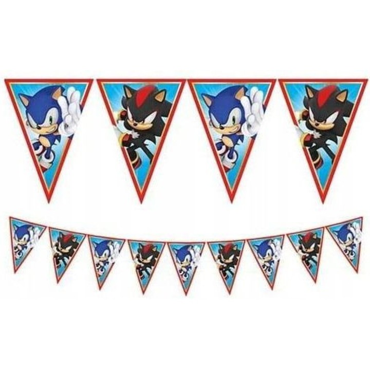 Ghirlanda cu 9 steaguri Sonic Speed, 230 cm Portocaliu