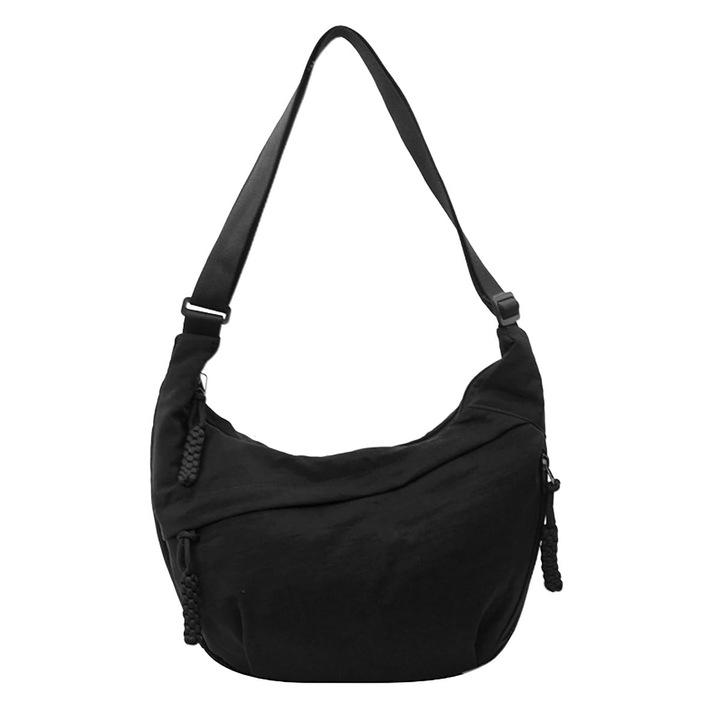 Genti de mana Crescent pentru femei, din nailon, cu sling hobo, geanta spatioasa cu galuste, genti de mana, bej