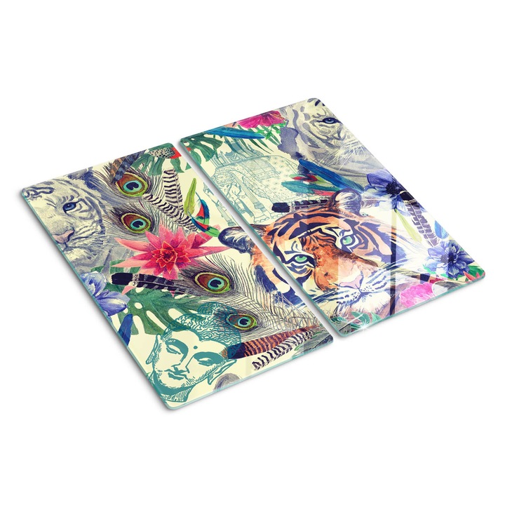 Tocatoare de bucatarie, Tulup, Capete de tigru, Verde, 2x30x52 cm, 010010520010000034451