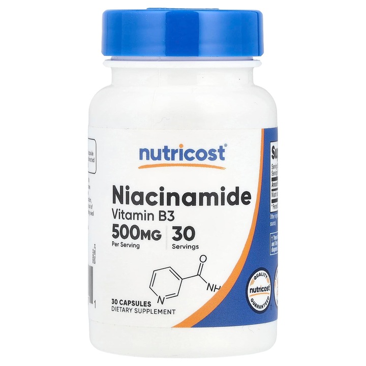 Supliment alimentar, Niacynamid, 500 mg, 30 capsule, Vitamina B3