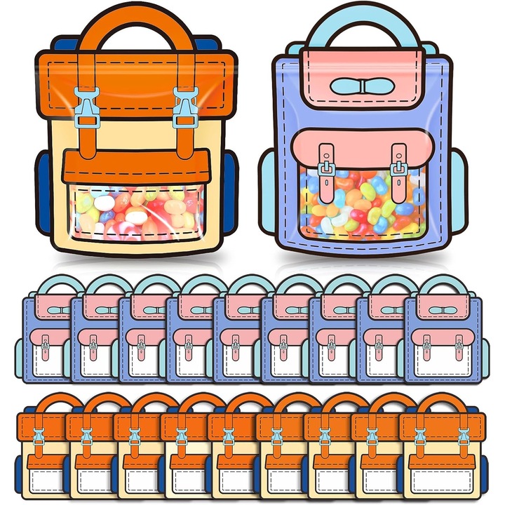 Set 30 Pungi Cadou pentru Copii, EZGETOP® cu maner pentru Biscuiti, Tort, Ciocolata, Bomboane, Produse de Patiserie pentru Petreceri, Multicolor