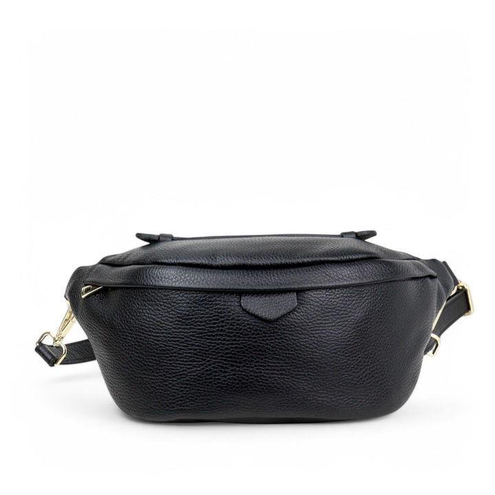 Borseta dama, Moranti, piele, negru, 2 buzunare