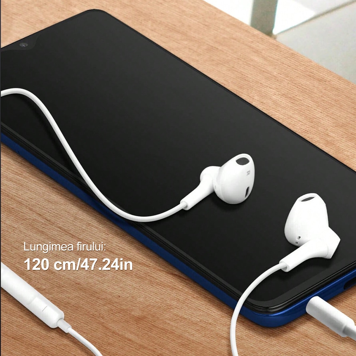 Casti cu fir SuooTci, microfon, control multifunctional, calitate sunet excelenta, design ergonomic, Jack 3.5mm