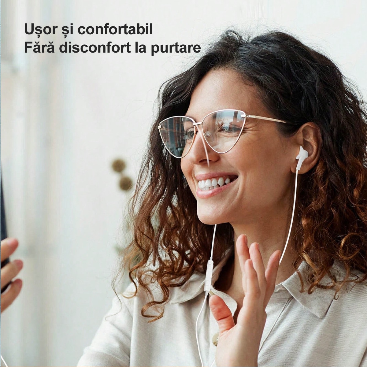 Casti cu fir SuooTci, microfon, control multifunctional, calitate sunet excelenta, design ergonomic, Jack 3.5mm
