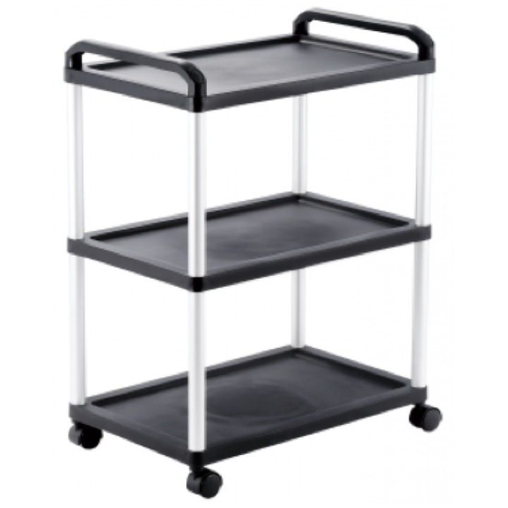 Carucior servire Raki trei nivele 50x31x70 cm negru