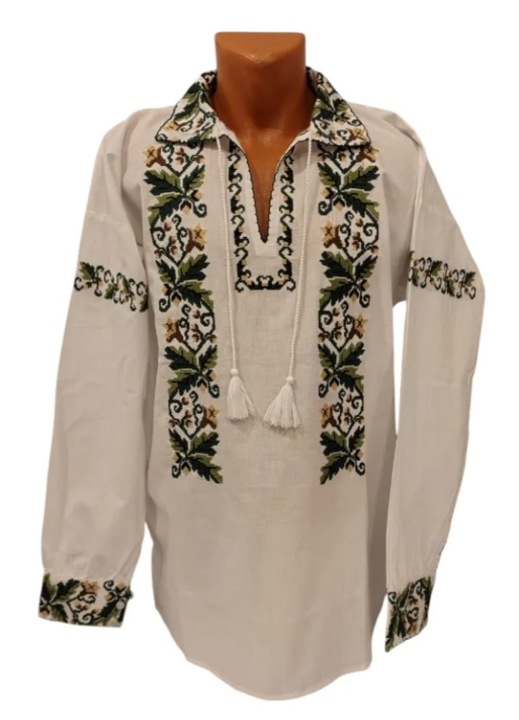 Ie traditionala barbateasca, Alb-verde, Alb