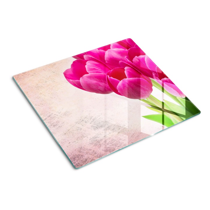 Tocatoare de bucatarie, Tulup, Lalele roz, Violet, 60x52 cm, 010010520040000006543