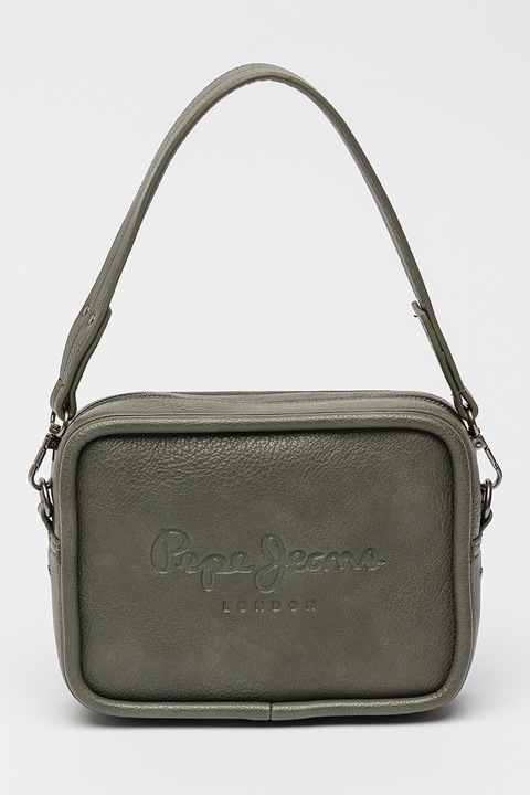 Pepe Jeans London, Keresztpántos műbőr táska logóval, Khaki