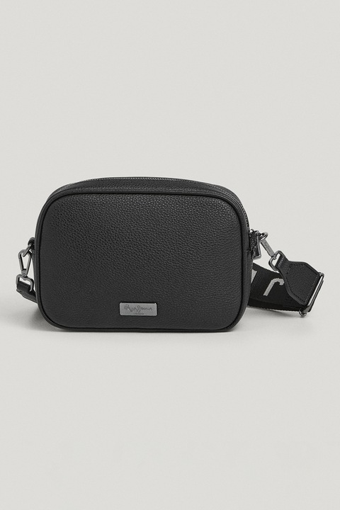 Pepe Jeans London, Geanta crossbody din piele ecologica, Negru