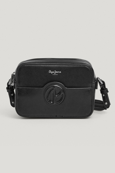 Pepe Jeans London, Чанта през рамо от еко кожа с отделяща се презрамка, Черен