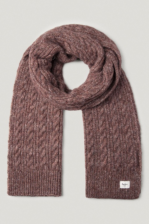 Pepe Jeans London, Csavart kötésmintájú sál, Koptatott piros