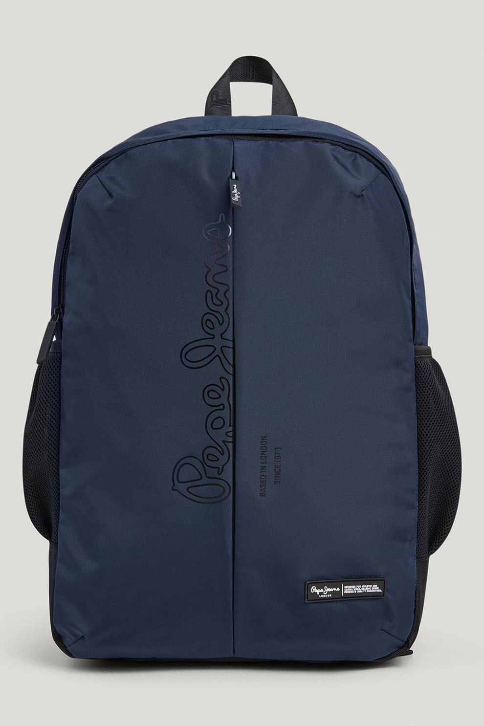 Pepe Jeans London, Rucsac din material textil cu imprimeu logo, Bleumarin