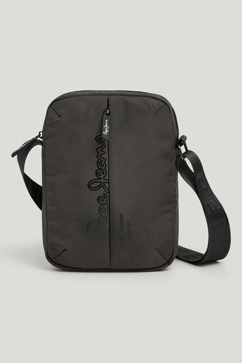 Pepe Jeans London, Keresztpántos textiltáska cipzárral, Sötétszürke