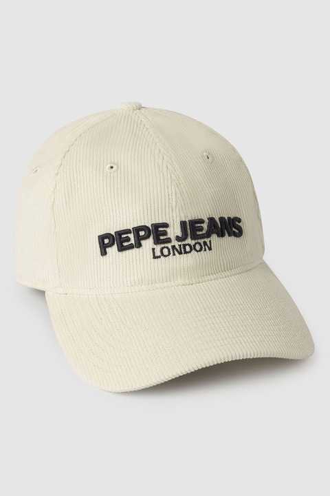 Pepe Jeans London, Sapca baseball ajustabila cu logo, Alb fildes