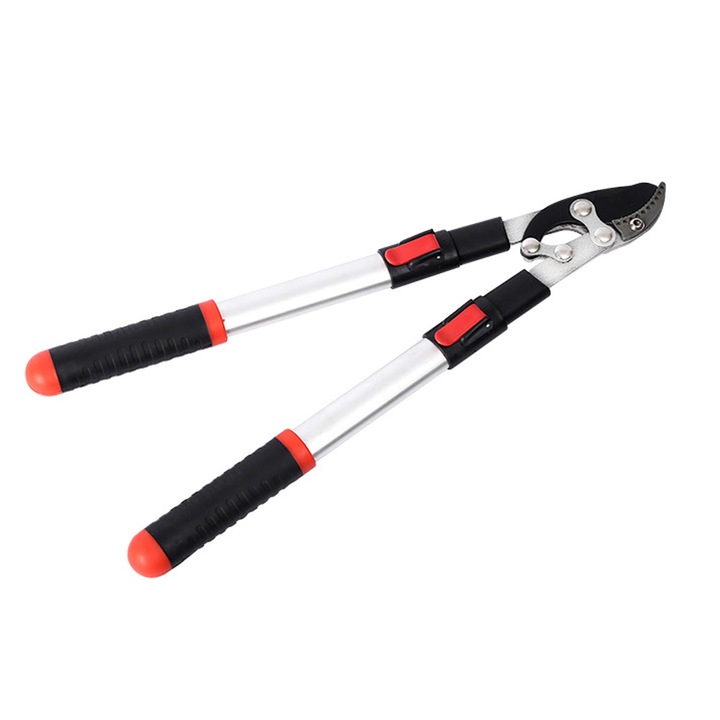 Foarfeca extensibila pentru cules fructe/toaletat copaci, ZGGZERG, Foarfeca telescopica pentru gradina, aner ergonomic, Lame SK5, Portabil, Usor de folosit, Pentru florari, Arbusti, Curti si livezi, Metal/PVC, 51-72cm, Negru/rosu