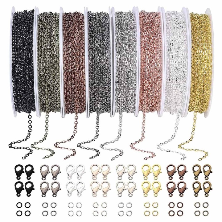 Комплект за изработка на гривни, SINBINTA, Комфортен за носене, За многократна употреба, Преносим, Не се късат лесно, Не се заплитат лесно, За изработка на гривни, Неръждаема стомана, Многоцветен