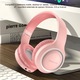 Casti Wireless Over-Ear Pliabile, Casti Bluetooth Pliabile pentru Fete si Copii, 3 Moduri: Wireless, Fir (Aux 3.5mm) MP3 (Card TF), Sunet Stereo Hi-Fi cu Bas Puternic, Microfon Integrat, pentru Muzica, Scoala, Calatorii, Roz