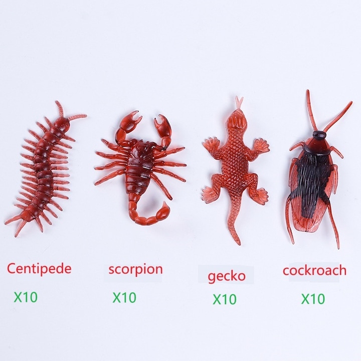 Комплект 40 фалшиви насекоми, пластмасови, многоцветни, 10x5x2см