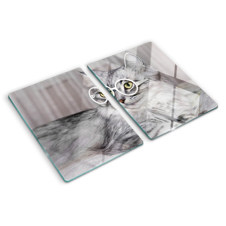 Tocatoare de bucatarie, Tulup, Pisica cu ochelari, Gri, 2x40x52 cm, 010010520020000005618